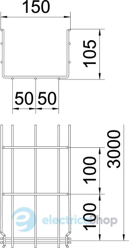 Дротяний лоток GRM 105х150 L=3000, A2 (нерж. сталь) OBO 6002455