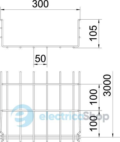 Дротяний лоток GRM 105х300 L=3000, A2 (нерж. сталь) OBO 6002460