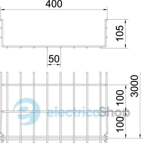 Дротяний лоток GRM 105х400 L=3000, A2 (нерж. сталь) OBO 6002463