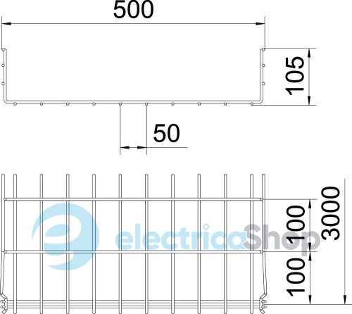 Дротяний лоток GRM 105х500 L=3000, A2 (нерж. сталь) OBO 6002466
