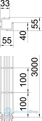 Дротяний лоток G-подібний, 50х50 L=3000, G (2,5-10 мкм) OBO 6005535
