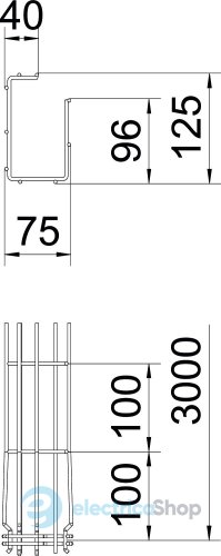 Дротяний лоток G-подібний, 125х75 L=3000, G (2,5-10 мкм) OBO 6005541