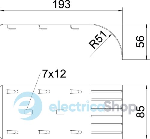 Спуск кабеля по проводному лотку, A2 (нерж. сталь) OBO 6220145