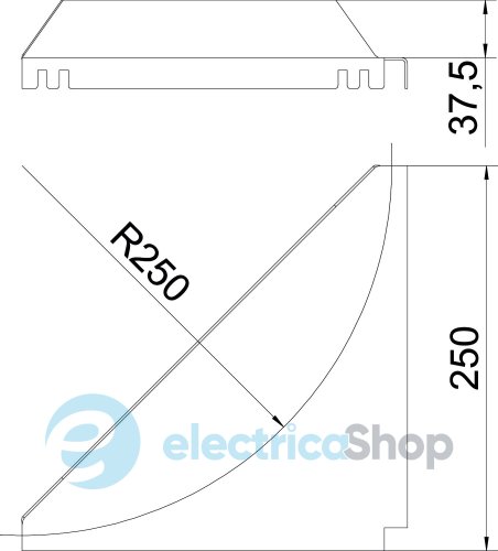 Кутова вставка кабельростру R500мм, (18-22 мкм) DD OBO 6221216