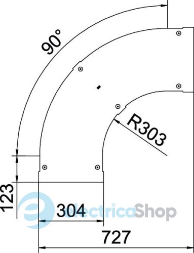 Крышка угловой секции 90° кабельростра 300мм, FT (40-60 мкм) OBO 6226012