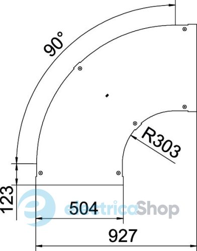Кришка кутової секції 90° кабельростру 500мм, FT (40-60 мкм) OBO 6226018
