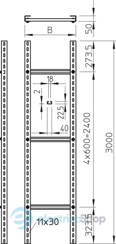 Кабельростр вертикальный для большой нагрузки 1200мм, FT (40-60 мкм) OBO 6010563