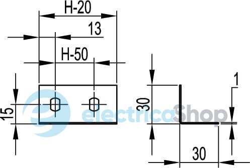 Угол опорный FR TC/RRC/RRD/RRS на Н50 мм, ДКС 30199 (Сендзимира)