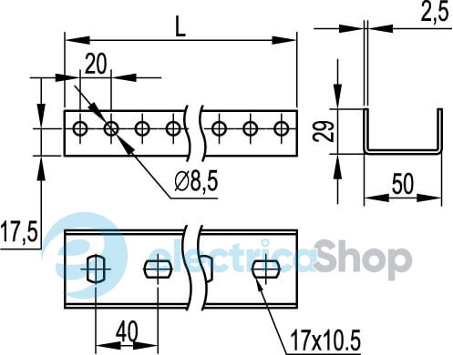 П-подібний профіль PSM, L=300 мм, товщ. 2,5 мм, ДКС BPM2903 (Сендзіміра)