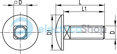 Гвинт з гладкою голівкою і квадратним підголовником М10x25 ДКС CM011025