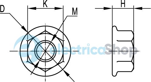 Гайка с насечкой, препятствующая откручиванию М6 ДКС CM100600