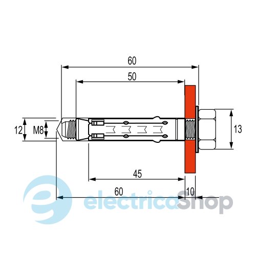 Стандартный анкер с болтом М8x65 ДКС CM430850