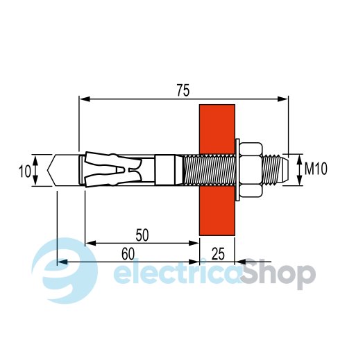 Посилений клиновий анкер М10x75 ДКС CM481075