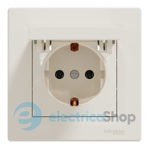 Розетка с крышкой с заземлением Asfora Schneider Electric EPH3100123 крем
