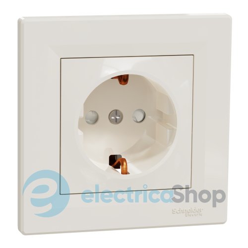 Розетка с заземлением с защ. шт. Asfora Schneider Electric EPH2900223 крем