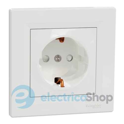 Розетка с заземлением с защ.шт. Asfora Schneider Electric EPH2900221 белый