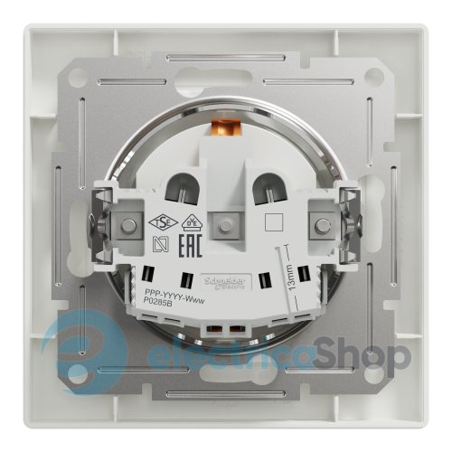 Розетка с заземлением с защ.шт. Asfora Schneider Electric EPH2900221 белый