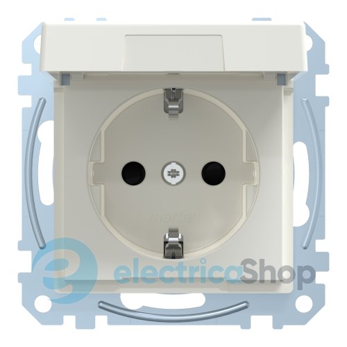 Розетка с з/к крышкой и шторками 16А/250V (автомат. зажим) SM Merten MEG2310-0319 полярно-белый