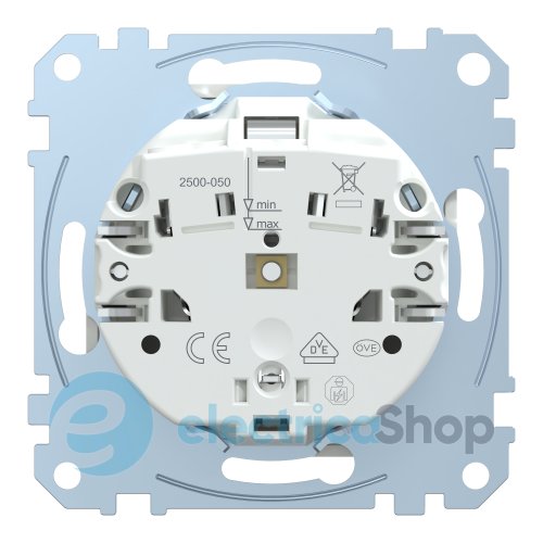 Розетка с з/к крышкой и шторками 16А/250V (автомат. зажим) SM Merten MEG2310-0319 полярно-белый