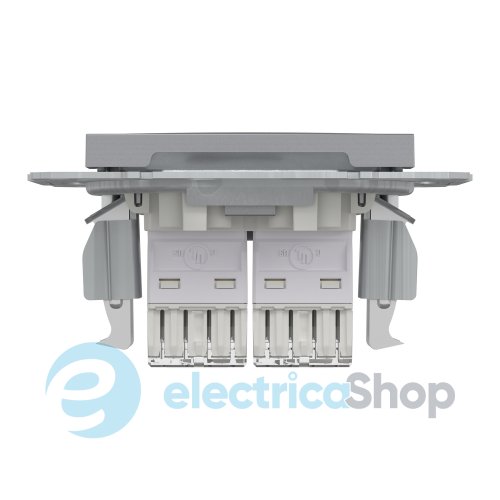 Розетка компьютерная на два выхода RJ45 UTP кат.5E «Asfora», (цвет сталь) EPH4400162
