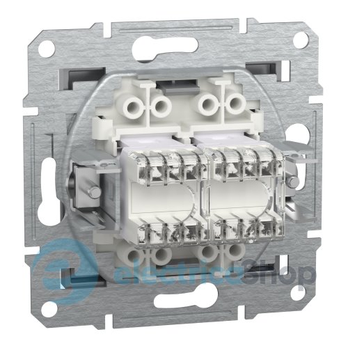 Розетка компьютерная на два выхода RJ45 UTP кат.5E «Asfora», (цвет сталь) EPH4400162