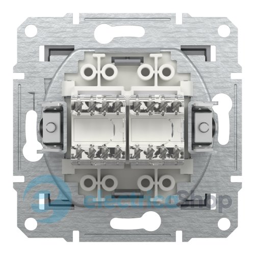 Розетка компьютерная на два выхода RJ45 UTP кат.5E «Asfora», (цвет сталь) EPH4400162