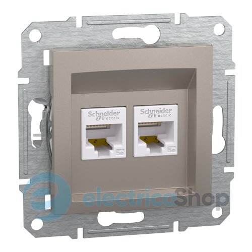 Розетка компьютерная на два выхода RJ45 UTP кат.5E «Asfora», (цвет бронза) EPH4400169