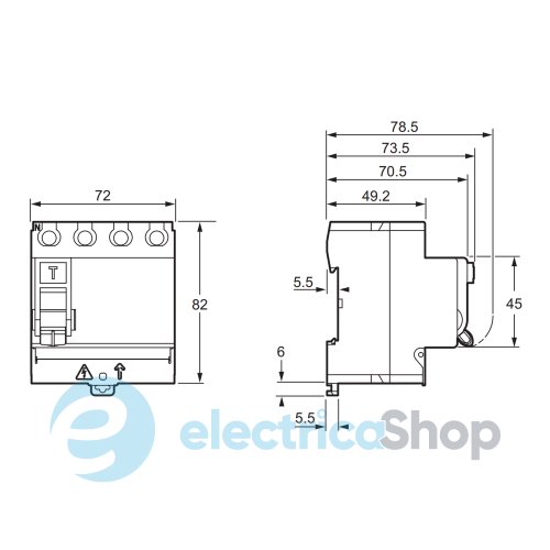 Выключатели дифференциального тока Resi9 Schneider Electric 4P, 25A/0,03 AC