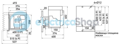 Воздушный автоматический выключатель e.industrial.acb.3200F.2500, стационарный, 0,4кВ, 3Р, электронный расцепитель, мотор-привод и РН i081104 E.NEXT