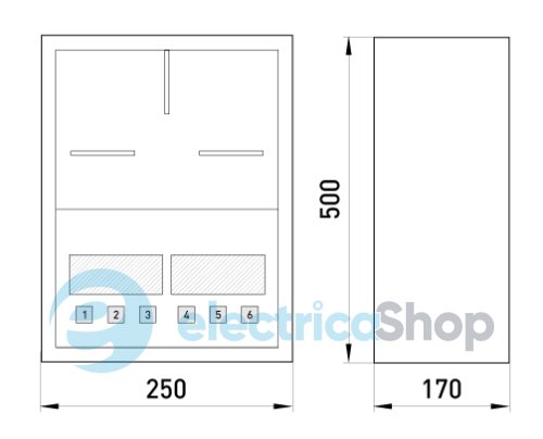 Корпус e.mbox.stand.n.f3.6.z.str металлический, под 3-ф. счетчик, пустая, навесной, 6 мод., с замком, уличная s0100126 E.NEXT