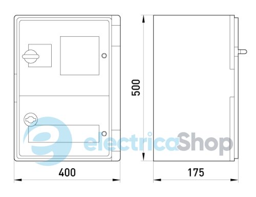 Корпус ударопрочный с АБС e.plbox.400.500.175.3f.6m.blank, 400х500х175мм, IP65 с панелью под 3-фазный счетчик и 6 модулей CP5203 E.NEXT