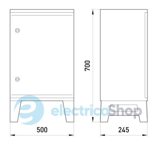 Корпус ударопрочный с АБС e.plbox.nap.500.700.245.3f.16m.8m.,blank, 500х700х245мм, IP65, с панелью под 3-фазный счетчик и 16 модулей и 8 розеток CP5T02 E.NEXT