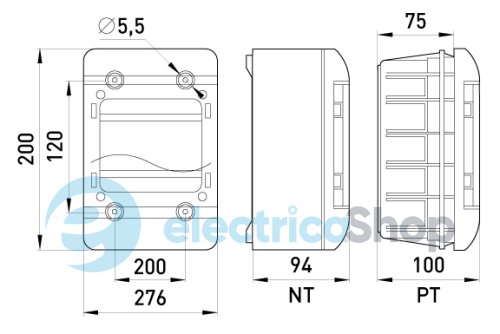 Корпус пластиковый, навесной (NT) 13-модульный, однорядный, IP 55, с непрозрачной дверцей 6663-213непр E.NEXT