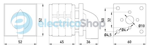 Пакетний перемикач LK25/3.323-ZP/45 щитовий, з передньою панеллю, 3p, 1-0-2, 25А 8431-200 E.NEXT