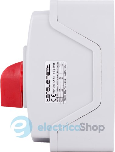 Пакетний перемикач LK63/3.323-ОВ/45 в корпусі, 3p, 1-0-2, 63А, IP44 8834-200 E.NEXT