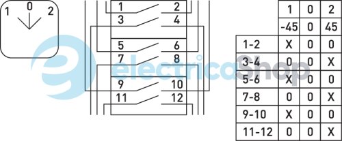 Пакетний перемикач LK63/3.323-ОВ/45 в корпусі, 3p, 1-0-2, 63А, IP44 8834-200 E.NEXT