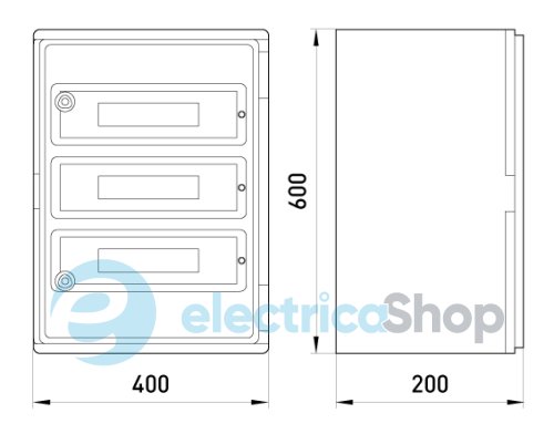 Корпус ударопрочный с АБС e.plbox.400.600.200.60m.blank, 400х600х200мм, IP65 с панелью под 60 модулей CP5105 E.NEXT
