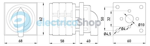 Пакетний перемикач LK40/3.323-ZК/45 щитовий, з передньою панеллю (під пломбування), 3p, 1-0-2, 40А 8635-200 E.NEXT