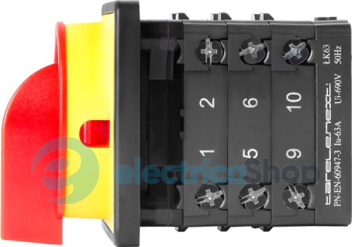 Пакетний перемикач LK63/3.323-ZК/45 щитовий, з передньою панеллю (під пломбування), 3p, 1-0-2, 63А 8835-200 E.NEXT