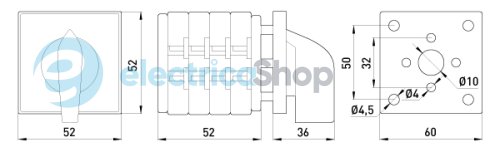 Пакетный переключатель LK25/4.324-ZP/45 щитовой, с передней панелью, 0-звезда-треугольник, 25А 8441-200 E.NEXT