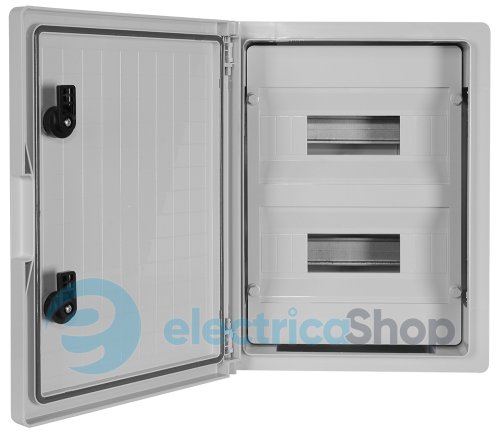 Корпус ударопрочный с АБС e.plbox.300.400.165.24m.blank, 300х400х165мм, IP65 с панелью под 24 модуля CP5103 E.NEXT