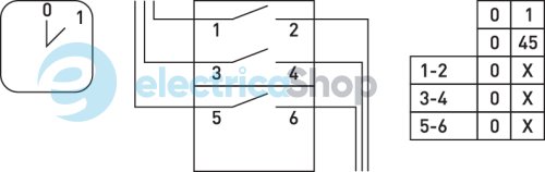 Пакетний перемикач LK16/2.211-ZP/45 щитовий, з передньою панеллю, 3p, 0-1, 16А 8311-200 E.NEXT