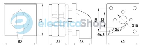Пакетний перемикач LK25/2.211-ZP/45 щитовий, з передньою панеллю, 3p, 0-1, 25А 8411-200 E.NEXT