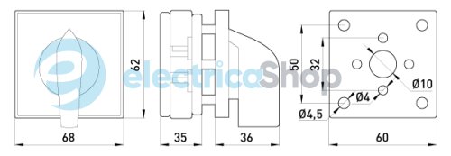 Пакетный переключатель LK40/1.216-ZP/45 щитовой, с передней панелью, 1p, 0-1, 40А 8661-200 E.NEXT