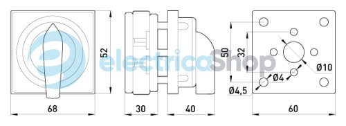 Пакетный переключатель LK25/1.216-ZК/45 щитовой, с передней панелью (под пломбирование), 1p, 0-1, 25А 8465-200 E.NEXT