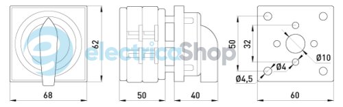 Пакетний перемикач LK63/2.211-ZК/45 щитовий, з передньою панеллю (під пломбування), 3p, 0-1, 63А 8815-200 E.NEXT