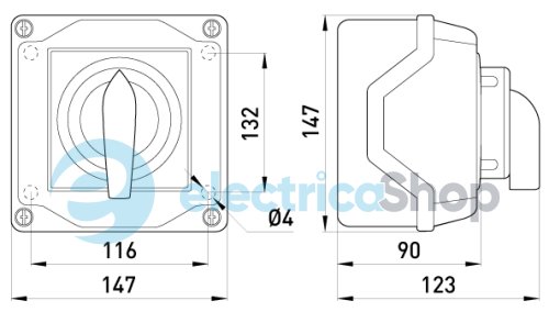 Пакетный переключатель LK40/2.211-ОК/45 в корпусе (под пломбировку), 3p, 0-1, 40А, IP44 8618-200 E.NEXT