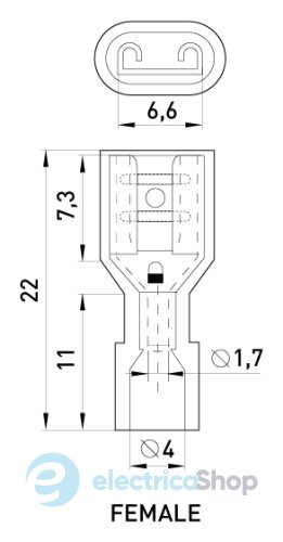 Наконечник-з'єднувач ізольований серії FN e.terminal.stand.fdfn1.25.250.red (fn.f.0,5.1,5) 0,5-1,5 кв.мм "мама", 100шт s4039000 E.NEXT