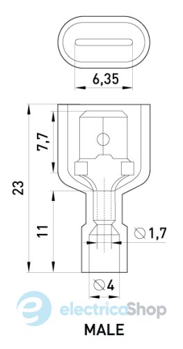 Наконечник-з'єднувач ізольований серії FN e.terminal.stand.mdfn1.25.250.red (fn.m.0,5.1,5) 0,5-1,5 кв.мм "папа", 100шт s4039003 E.NEXT