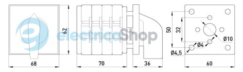 Пакетный переключатель LK40/4.322-ZP/45 щитовой, с передней панелью, 0-1-2, 40А 8621-200 E.NEXT
